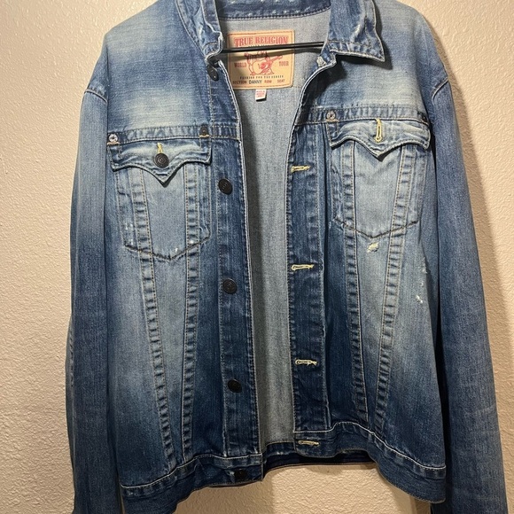 True Religion Men’s Denim Jacket - Classic Vintage Style, Size XXL - Picture 2 of 4